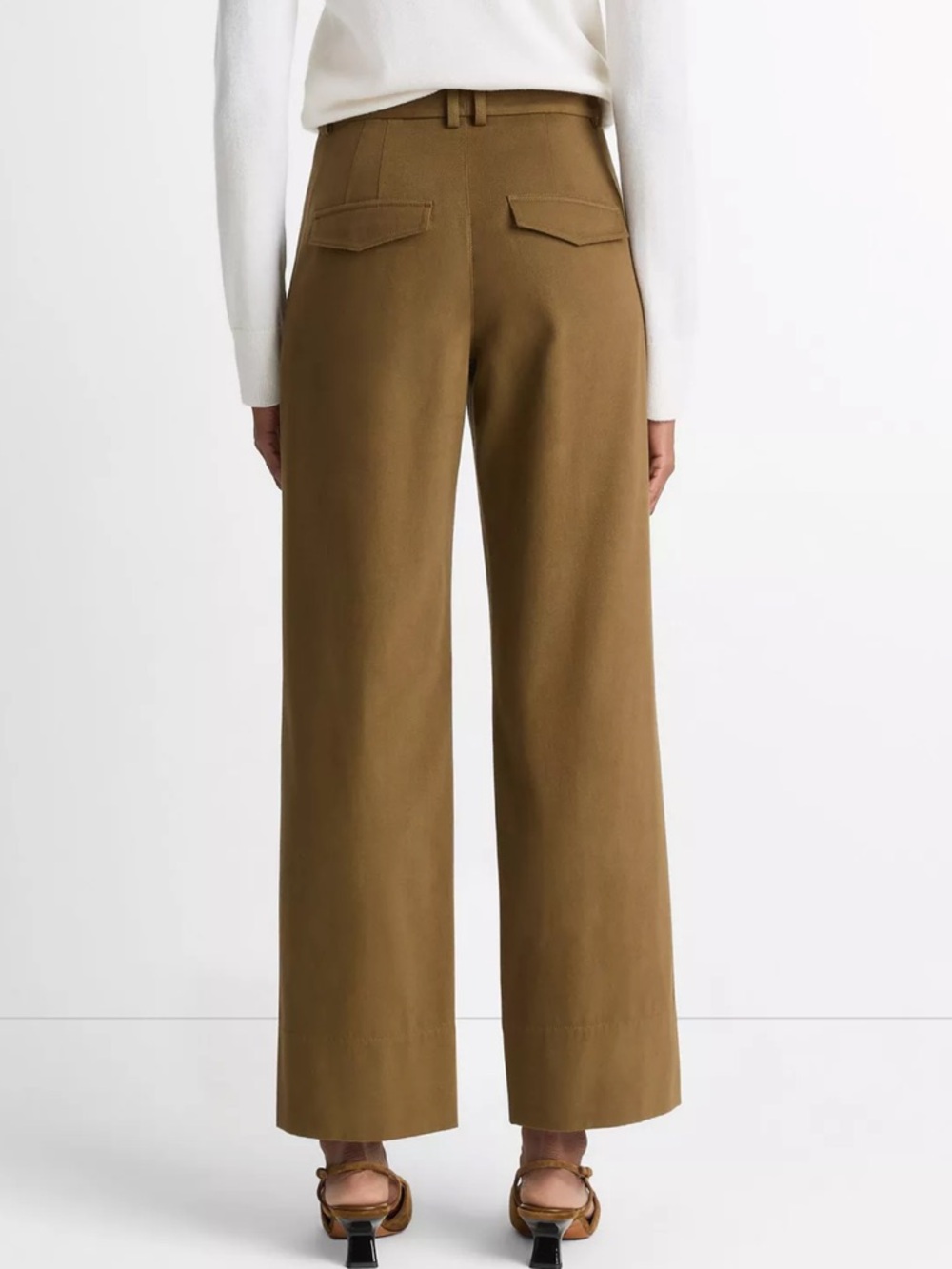 Vince Wide-Leg High-Rise Trousers in Olive